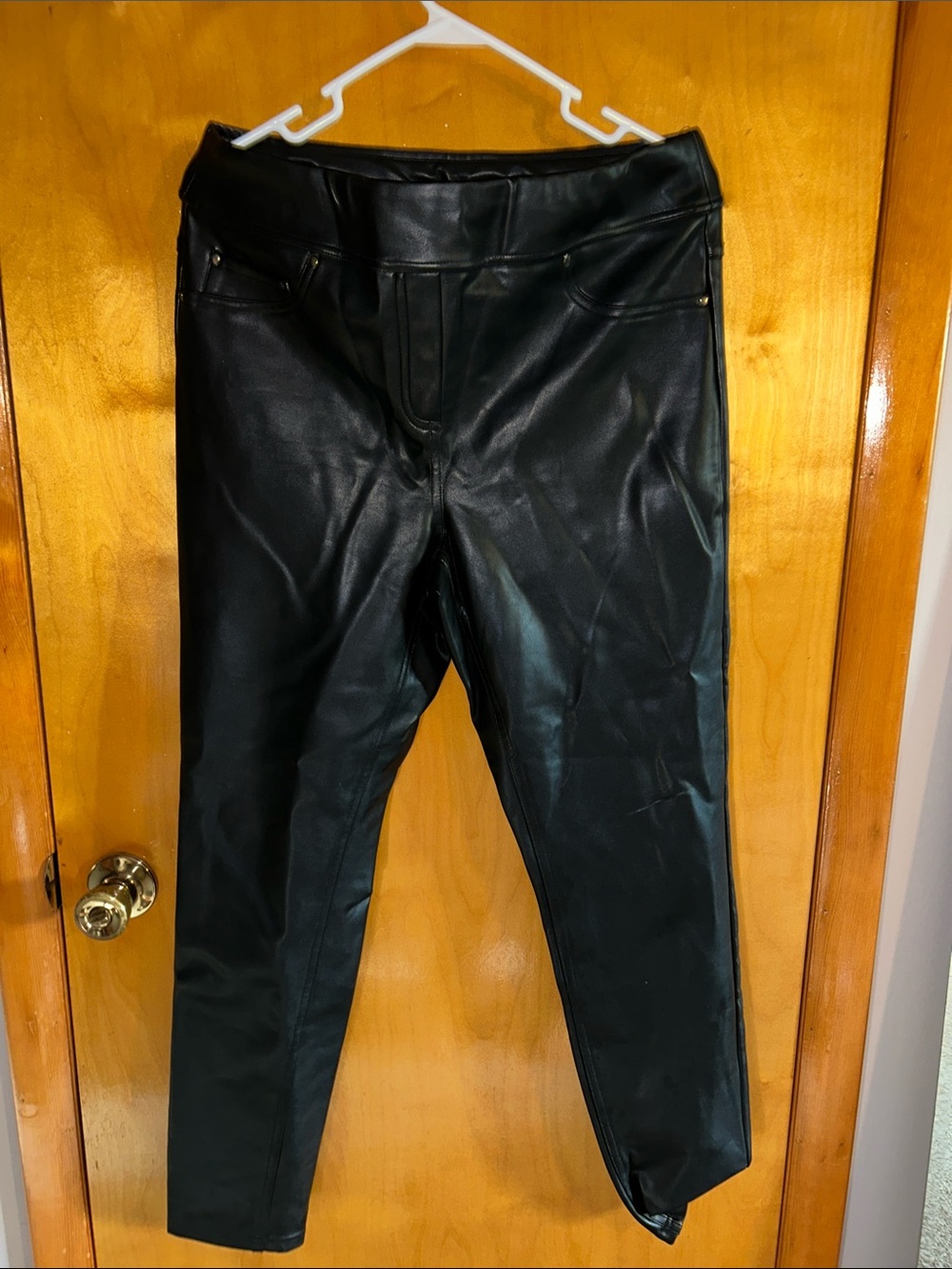 Faux black leather pants